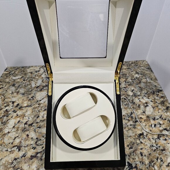 Ga Rcan Watch Winder Box Ebony Pattern Mechanical Automatic Winding Device - Picture 3 of 12